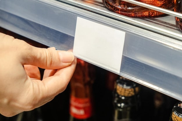 A close-up of a freezer shelf with clear, labeled containers of different sizes stacked neatly. The labels are easy to read, indicating the contents and date of freezing. Some containers are transparent, allowing visibility of the food inside.