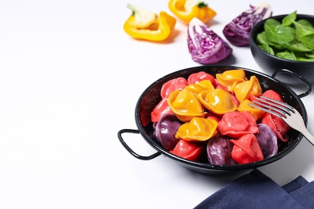 A vibrant overhead shot of a plate filled with colorful air-fried vegetables, including bell peppers, zucchini, broccoli, and carrots, seasoned with herbs and spices, showcasing a healthy and appetizing meal option.