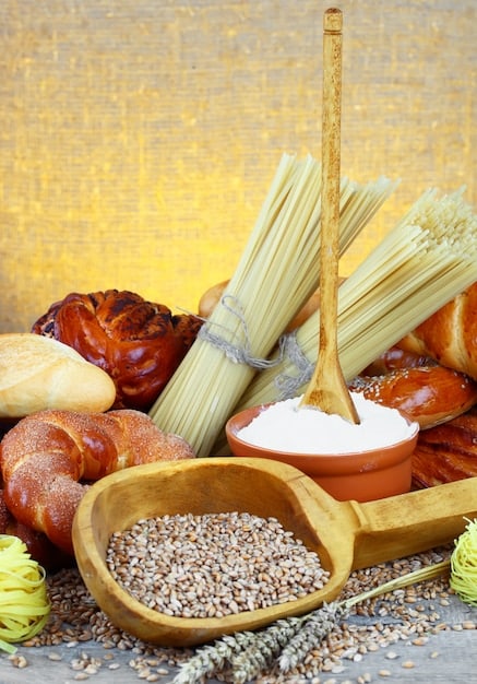 A vibrant display of gluten-free ingredients, including quinoa, rice noodles, gluten-free bread, and various vegetables, alongside plant-based protein sources like tofu and lentils, all arranged to showcase the versatility of adapting recipes to diverse dietary needs.