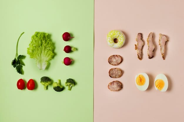 A split image showcasing the effects of different macronutrient pairings on blood sugar. On one side, display a meal high in carbohydrates (like a plain bagel) paired with a blood sugar level spiking graph. On the other side, show the same bagel combined with protein and healthy fats (like avocado and smoked salmon) alongside a graph illustrating a more stable blood sugar level. This visual comparison highlights the importance of balanced macronutrient combinations in managing blood sugar effectively.