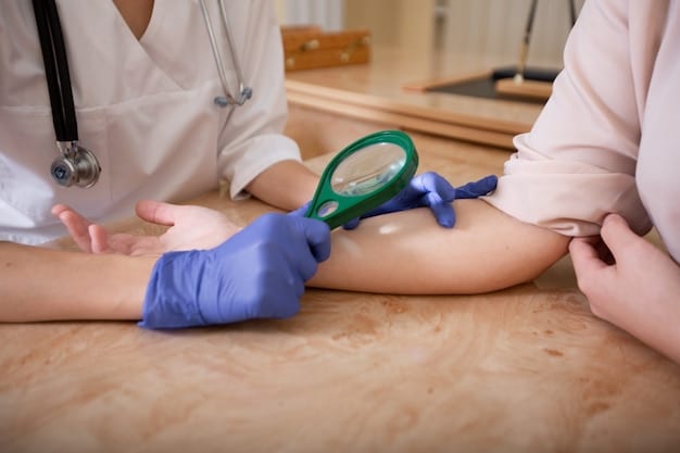 A medical professional performing a skin prick test on a patient's arm. The image shows the application of allergen extracts to the skin and the subsequent observation for allergic reactions.