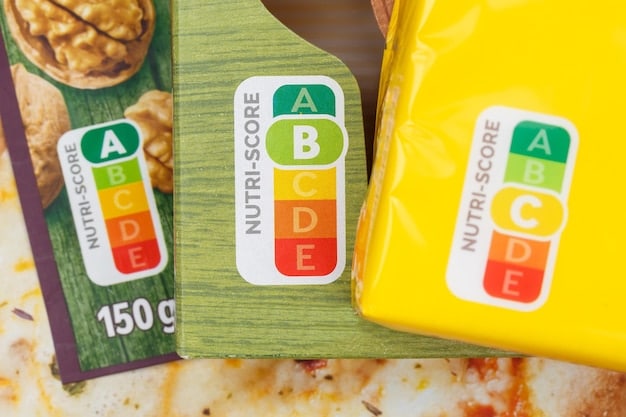 A close-up shot of various packaged snacks and processed foods, highlighting the long lists of ingredients on their labels. The labels include unfamiliar chemical names, additives, and preservatives.