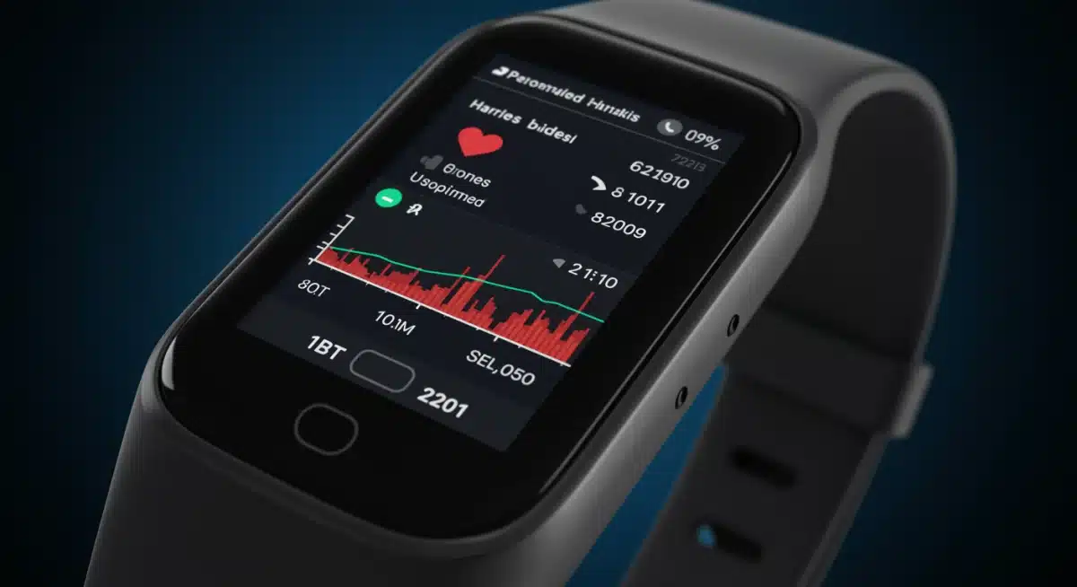Fitness tracker displaying personalized workout data and progress