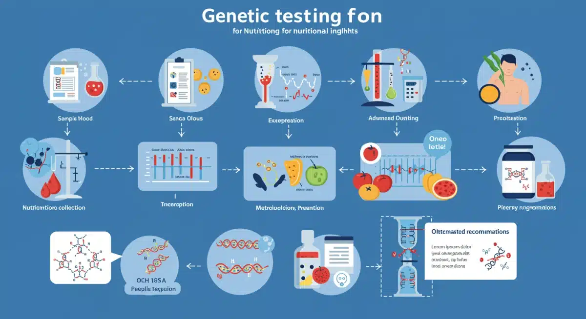 Infographic showing steps of genetic testing for personalized dietary recommendations.