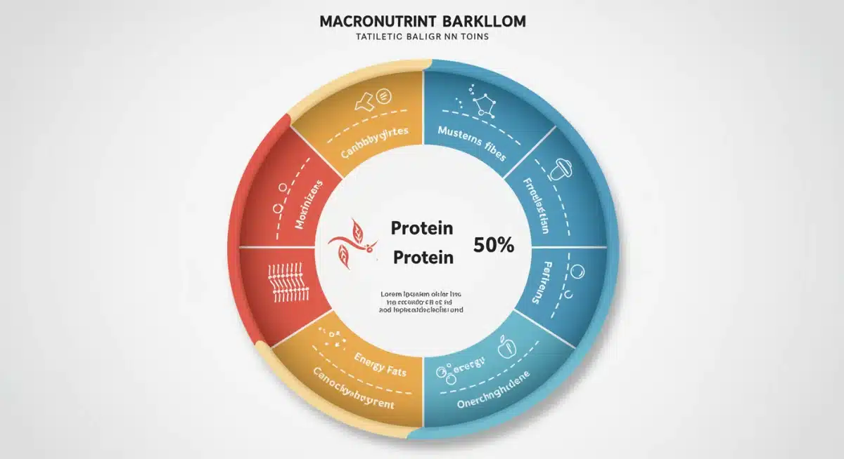 Balanced macronutrient plate for athletes, showing optimal ratios of carbs, protein, and healthy fats.