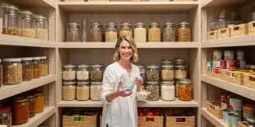 Organized pantry with healthy staples for quick meal prep