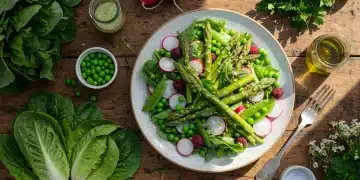 Vibrant spring salad with fresh seasonal vegetables and light dressing