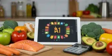 AI Meal Planning: Cut Grocery Bills by 15% in 3 Months AI meal planning app on a tablet with fresh groceries, symbolizing smart savings