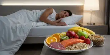 Athlete sleeping peacefully beside a healthy meal