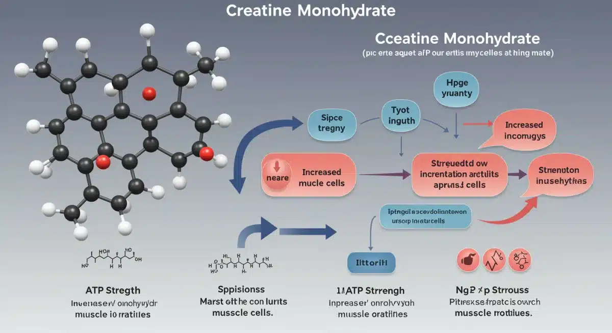 Creatine monohydrate molecular structure and its effect on muscle performance