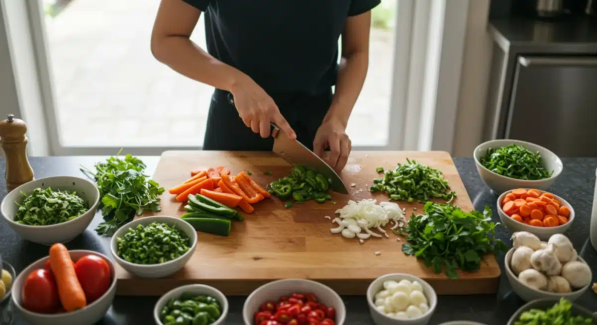 Efficient vegetable chopping for quick meal prep