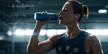 Athlete hydrating during intense training session, emphasizing sports performance