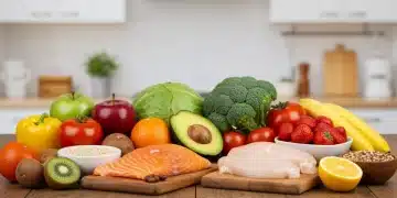 Colorful spread of nutrient-rich foods for healthy diet