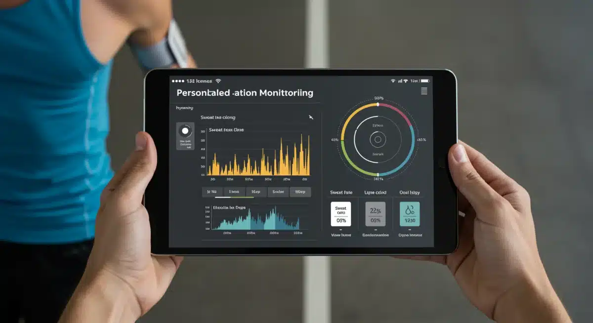 Personalized hydration monitoring data displayed on a digital device