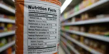 Modern nutrition facts label on a food product