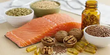 Assortment of omega-3 rich foods and supplements for inflammation reduction