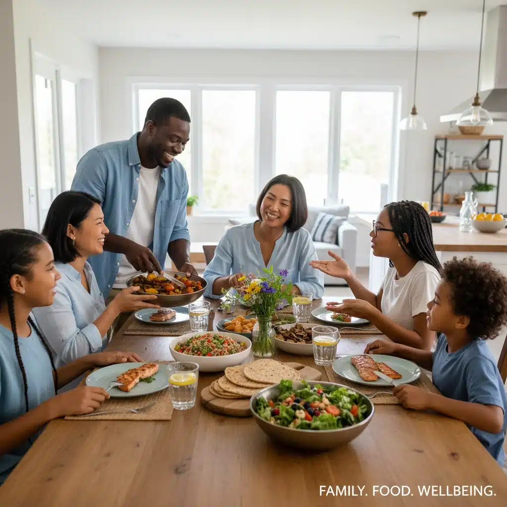 Family enjoying a healthy and nutritious dinner together