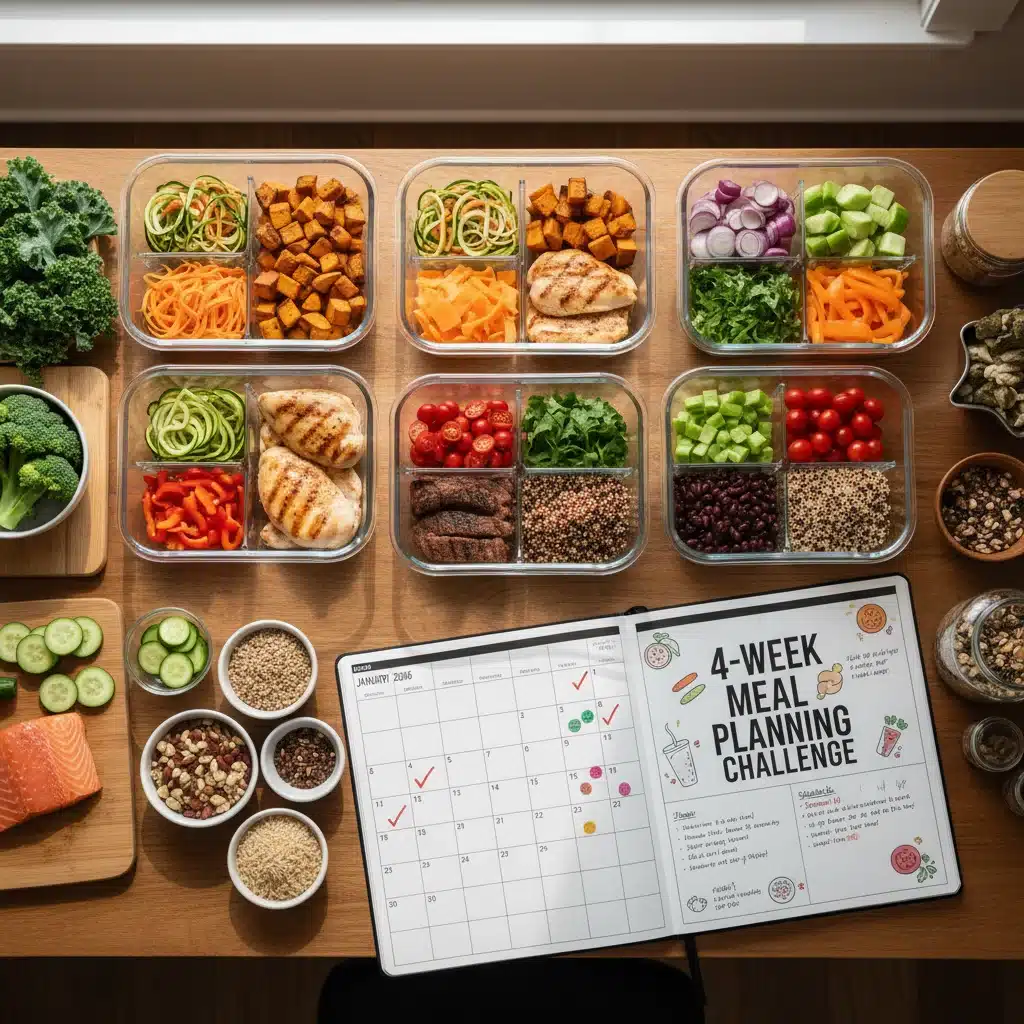 Master Meal Planning: 4-Week Challenge for Balanced Nutrition & Savings