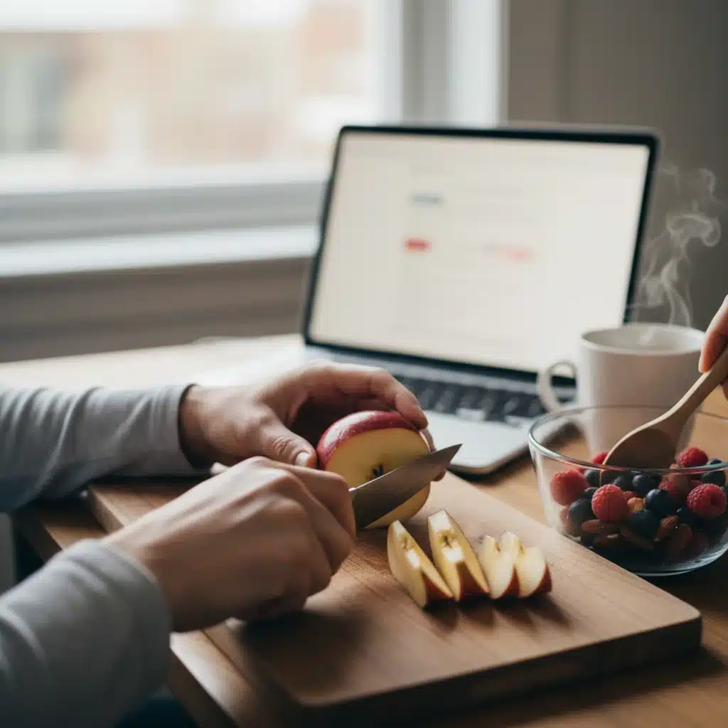 Person preparing a healthy snack for work productivity